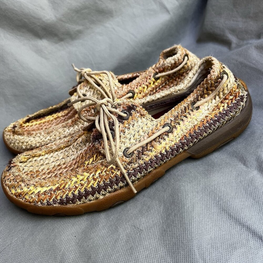 Twisted X WDM0084 Basketweave Driving Moccasins Shoes Size 8.5 M Boat Style